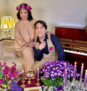 تصویر بی حجاب صبا راد و همسرش در سال جدید + عکس