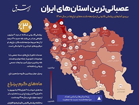 عصبانی‌ترین استان‌های ایران کدام‌ها هستند؟