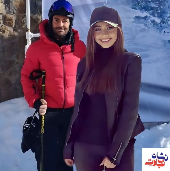 محمدرضا گلزار و همسرش در پیست اسکی شمشک