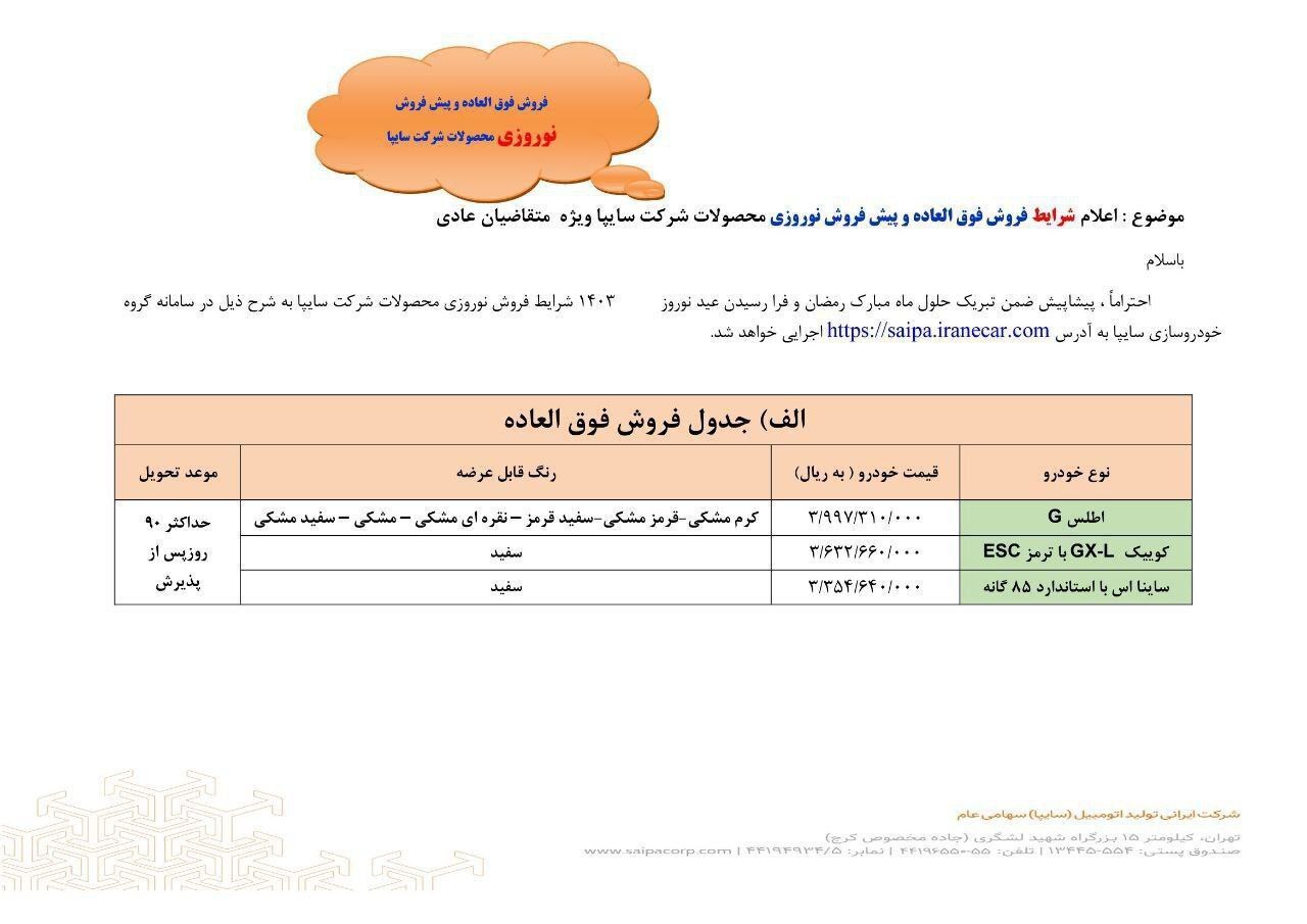 فروش ۳ خودروی سایپا خارج از سامانه یکپارچه خودرو