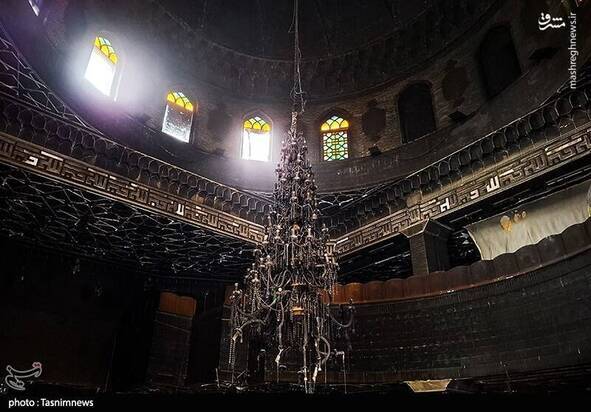 تصاویری از آتش زدن پایگاه مقاومت بسیج و مسجد ابوذر تهران