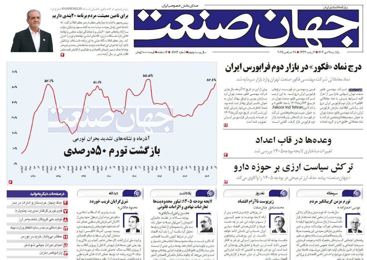 صفحه نخست روزنامه‌ های هفتم دی