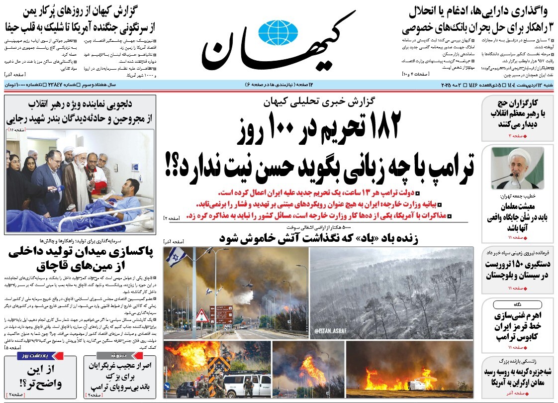 صفحه نخست روزنامه‌ های سیزدهم اردیبهشت