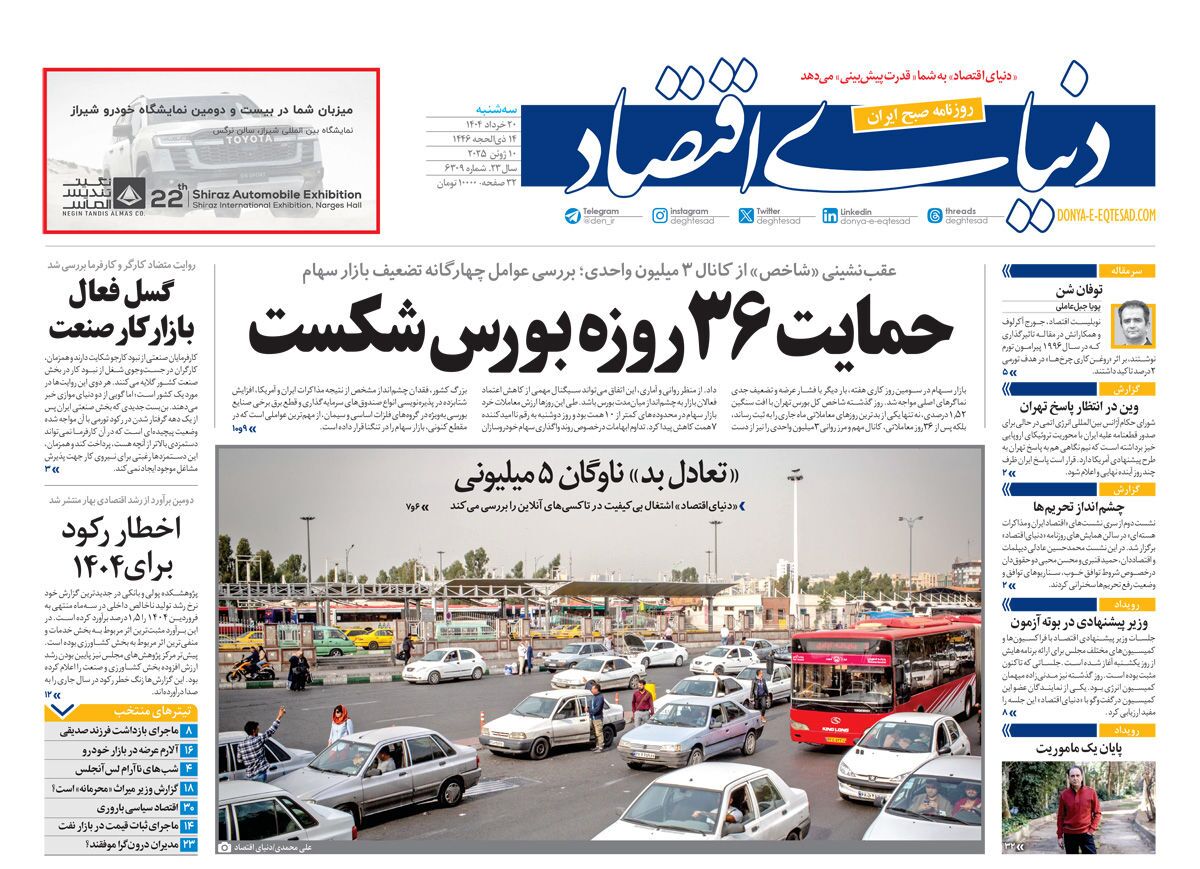 صفحه نخست روزنامه‌ های بیستم خرداد
