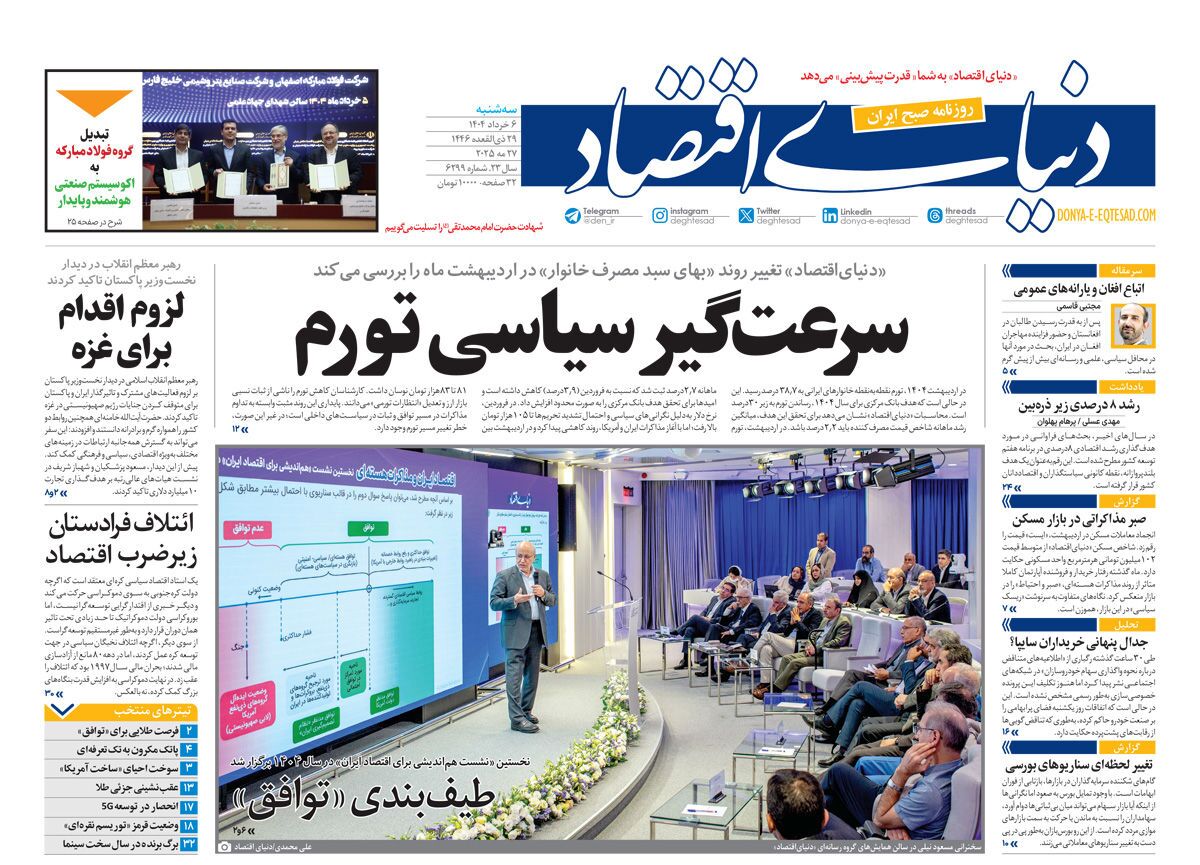 صفحه نخست روزنامه‌ های ششم خرداد