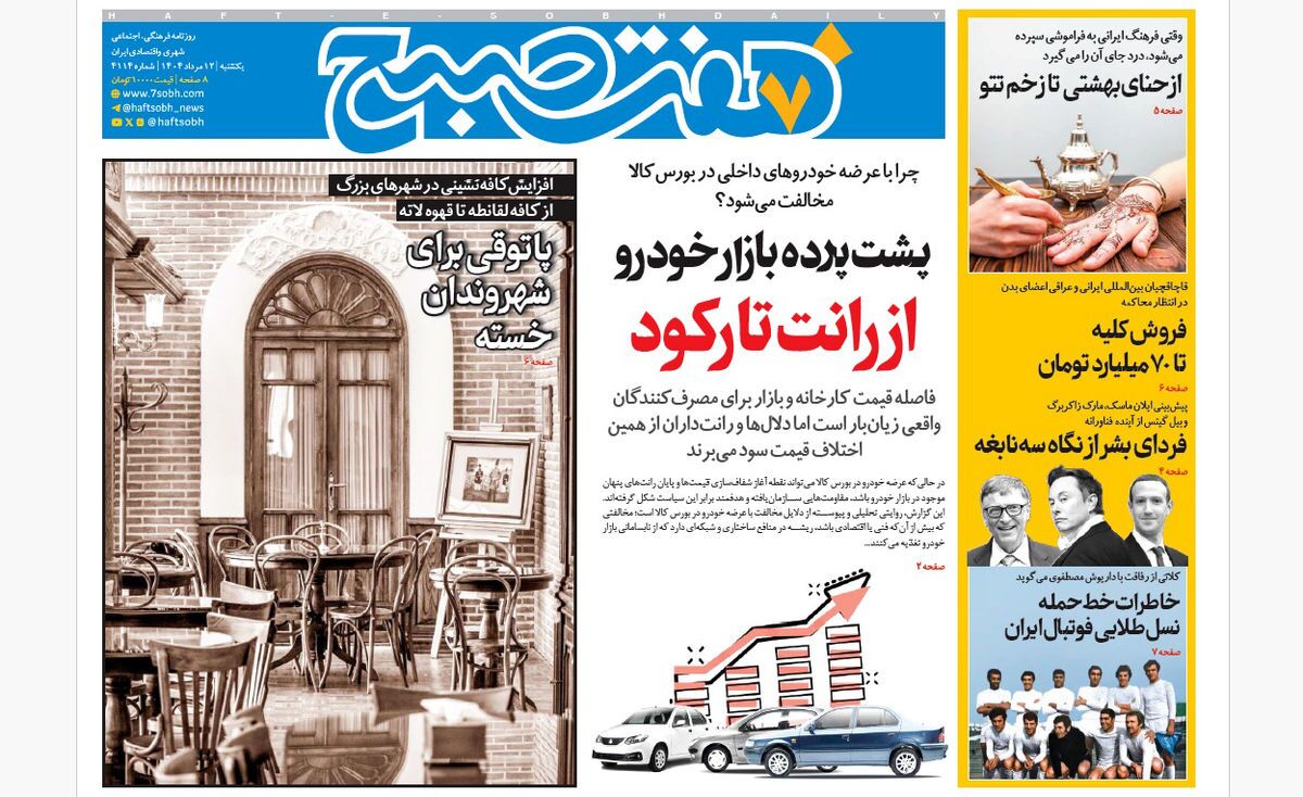 صفحه نخست روزنامه‌ های دوازدهم مرداد