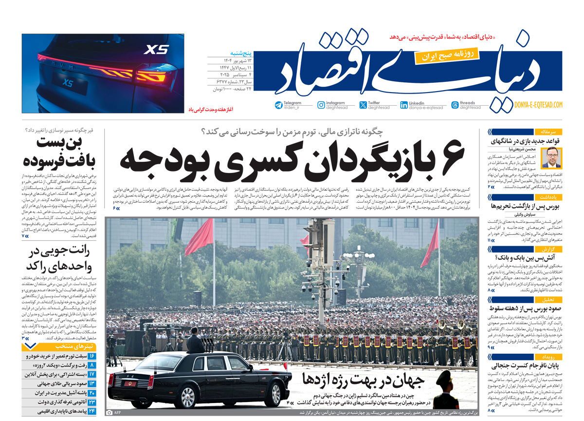 صفحه نخست روزنامه‌ های سیزدهم شهریور