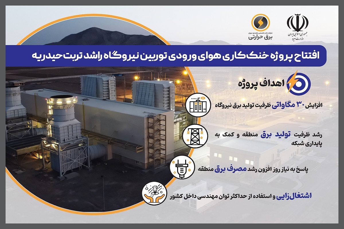 سامانه خنک‌کاری هوای ورودی توربین نیروگاه تربت‌حیدریه افتتاح شد