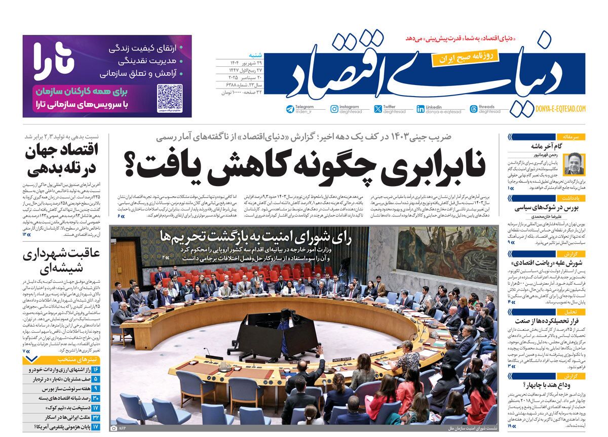 صفحه نخست روزنامه‌ های بیست و هشتم شهریور