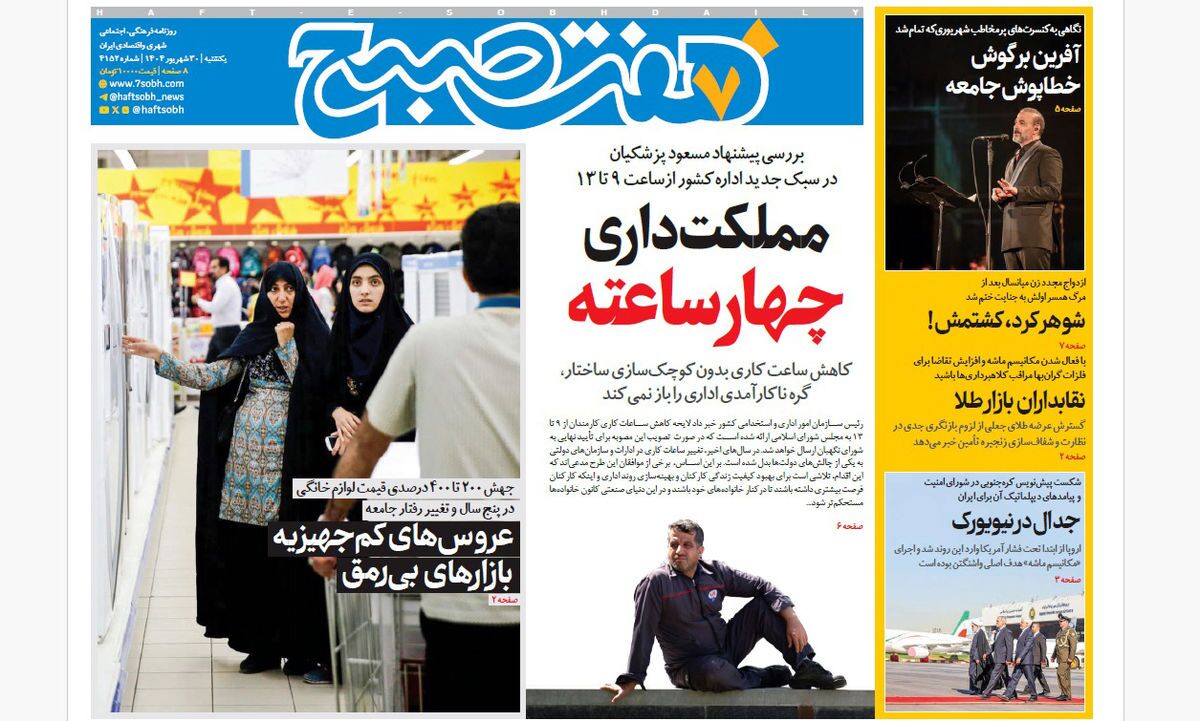 صفحه نخست روزنامه‌ های سی‌ام شهریور