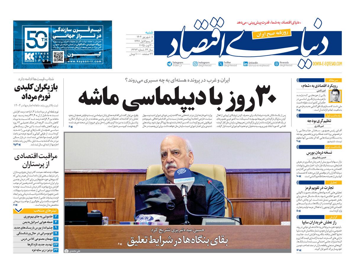 صفحه نخست روزنامه‌ های هشتم شهریور