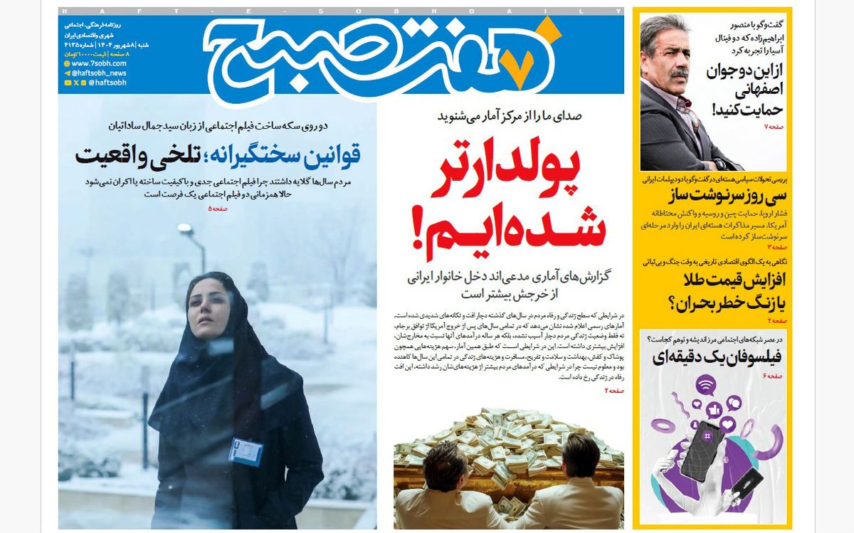 صفحه نخست روزنامه‌ های هشتم شهریور