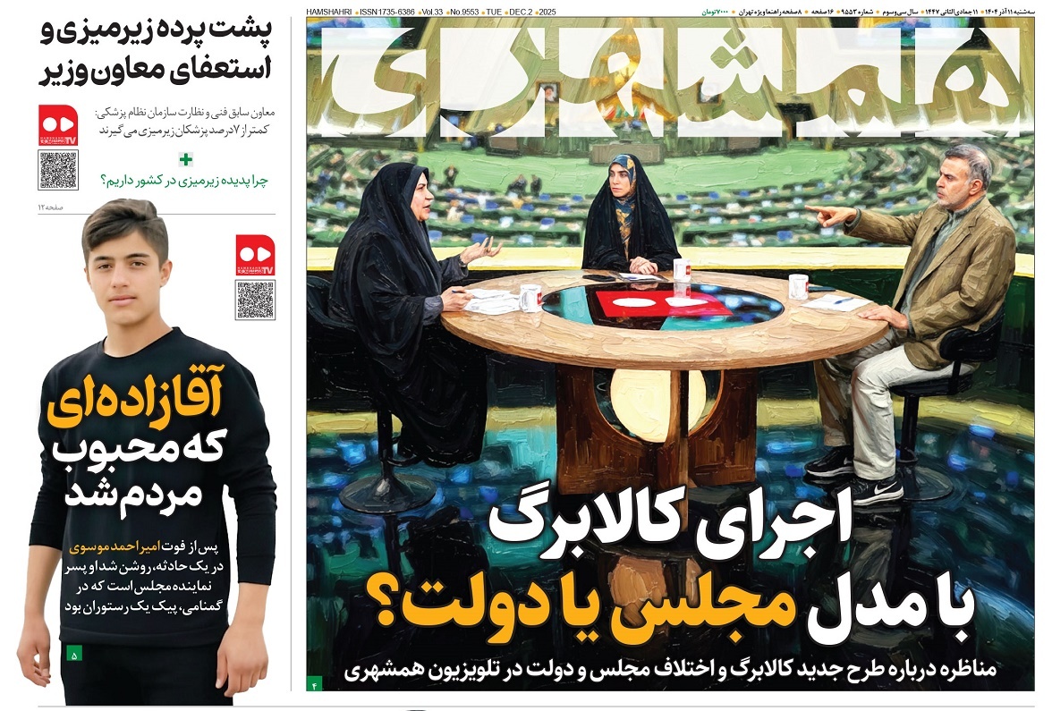 صفحه نخست روزنامه‌ های یازدهم آذر