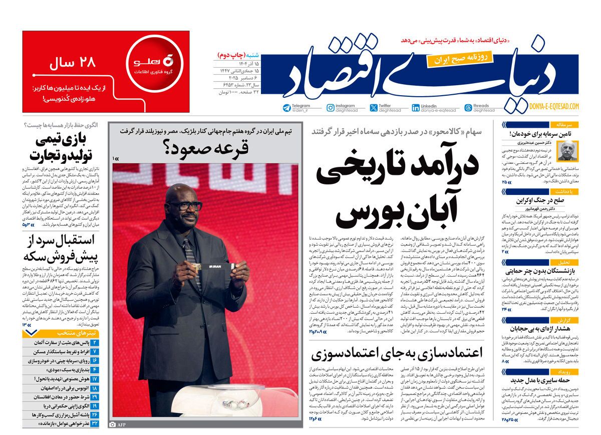 صفحه نخست روزنامه‌ های پانزدهم آذر