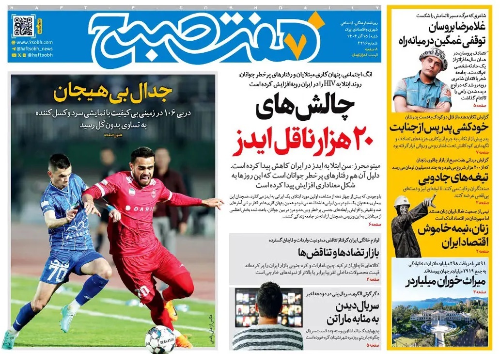 صفحه نخست روزنامه‌ های پانزدهم آذر