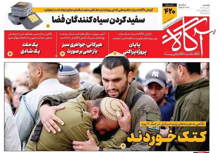 صفحه نخست روزنامه‌ های نهم آذر